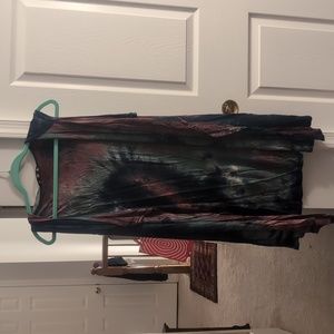 Tie dye sleeves shaw cardigan with hood and pockets